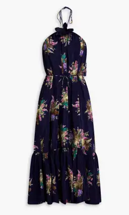 Zimmermann floral-print silk-crepe de chine halterneck midi dress Navy Size 2 for rent on The Volte - image 4
