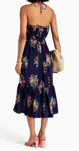 Zimmermann floral-print silk-crepe de chine halterneck midi dress Navy Size 2 for rent on The Volte - image 2