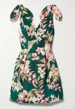 Zimmermann Lexi pleated floral-print linen mini dress Emerald Size 2 for rent on The Volte - image 3