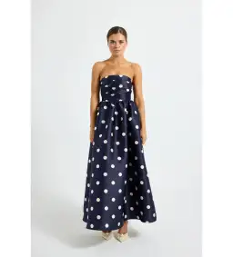 Pasduchas Dottie Strapless Midi Dress in Navy Size AU10 for rent on The Volte - image 1