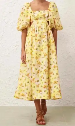 Zimmermann Lightburst Cut Out Midi Dress Yellow | Size 2 AU 12 for rent on The Volte - image 3