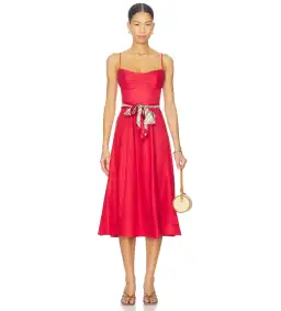 Zimmermann Rebellion Tuck Midi Dress Red Size 2 AU 12 for rent on The Volte - image 1