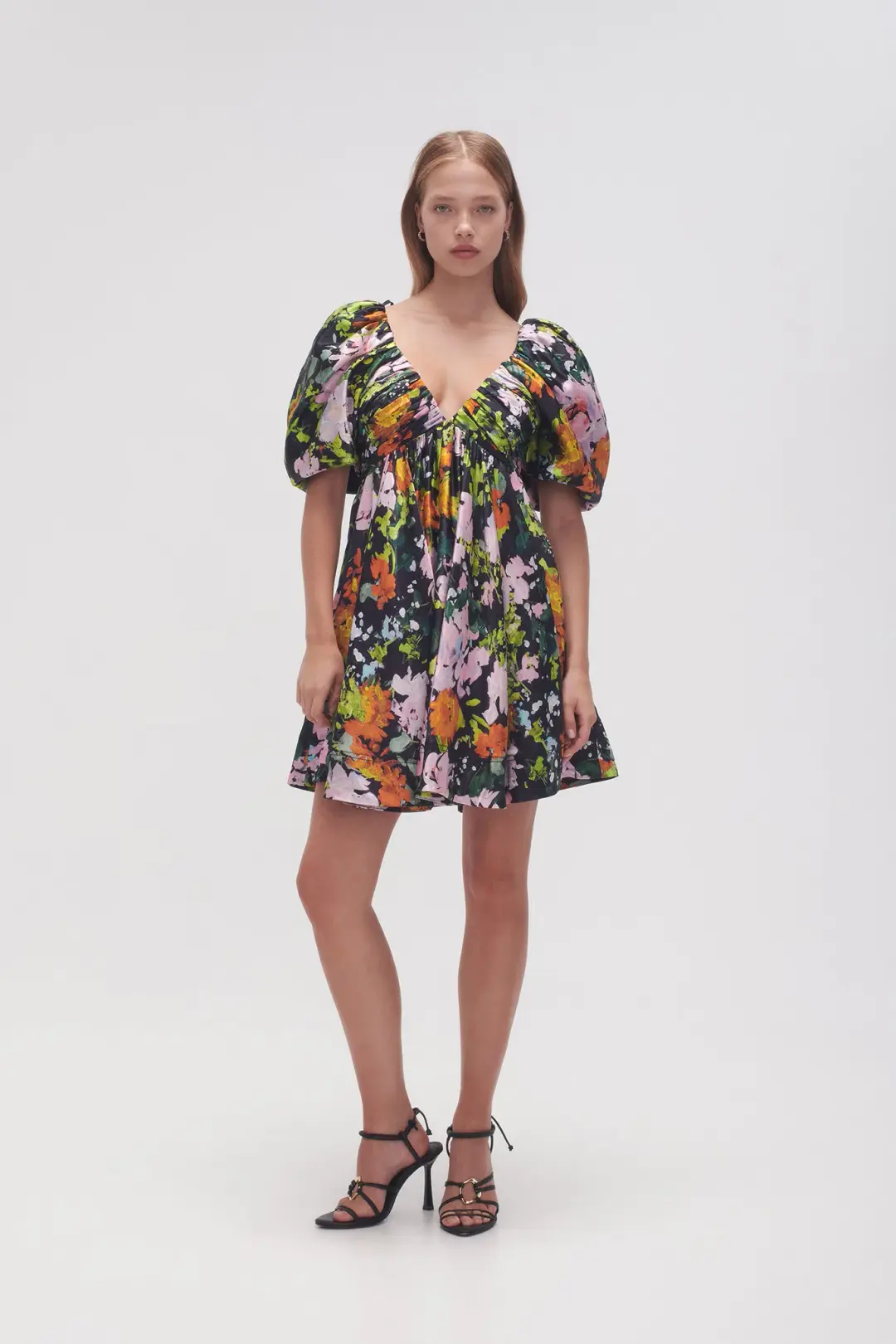 Aje Gabrielle Plunge Mini Dress Midnight Floral Size 14 for rent on The Volte - main image