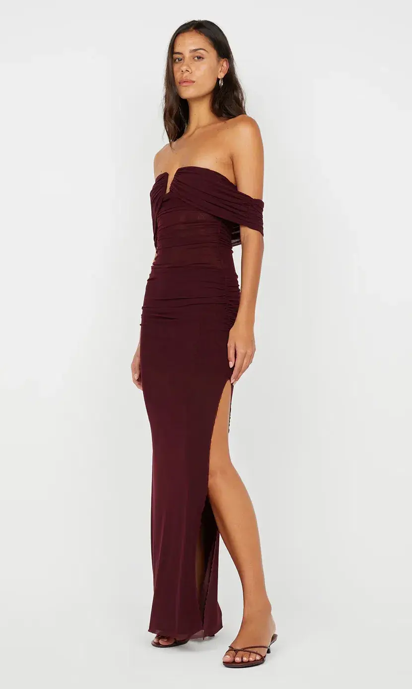 Bec & Bridge Poppy Gathered Maxi Dress Plum Size 6 for rent on The Volte - main image