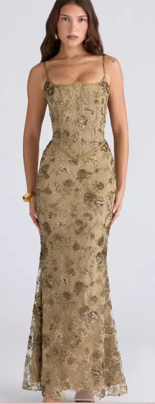 House of CB "Naima" Olive Dress Size 10 for rent on The Volte - main image