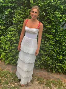 Rachel Gilbert Soekie Tiered Pleated Dress White Size AU 6 for rent on The Volte - image 2