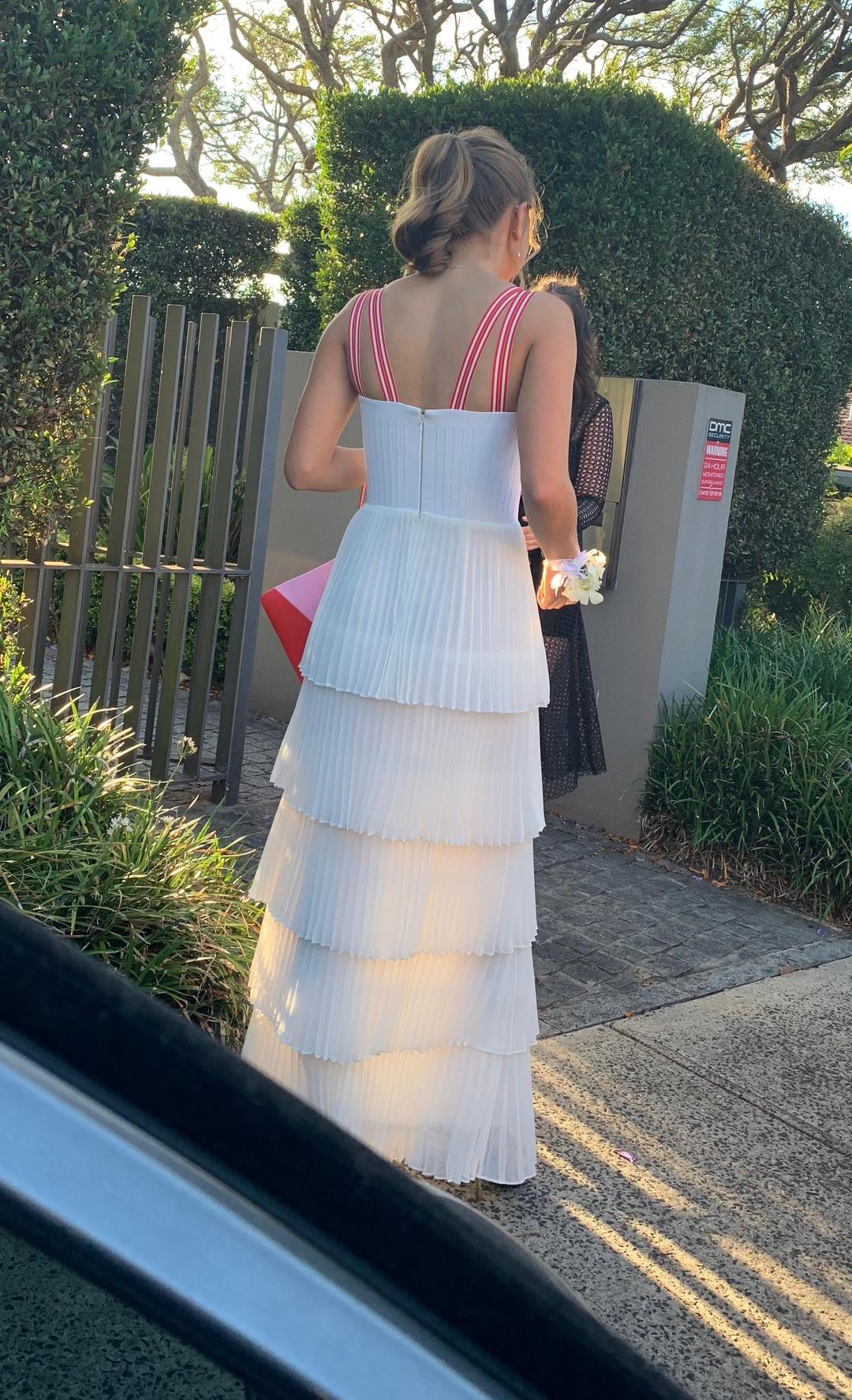 Rachel Gilbert Soekie Tiered Pleated Dress White Size AU 6 for rent on The Volte - main image