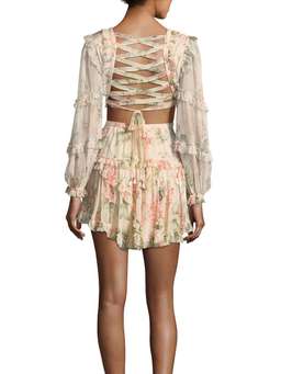 Zimmermann Prima Floating Cut Out Dress Peach Cream Floral Size 6 for rent on The Volte - image 3