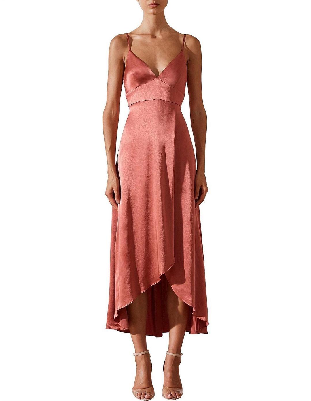 Shona Joy Giselle Cocktail Midi Dress Terracotta Size 6 for rent on The Volte - main image