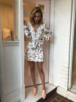 By Nicola Snow Queen Wrap Dress In White Winter Floral Size 6 for rent on The Volte - image 1