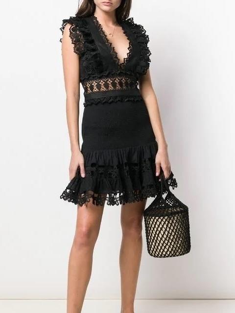 Zimmermann Wayfarer Flutter Dress Black Size 8 for rent on The Volte - main image