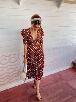 By Johnny Tessa Spot Tie-Back Pleated Midi Dress Size 10