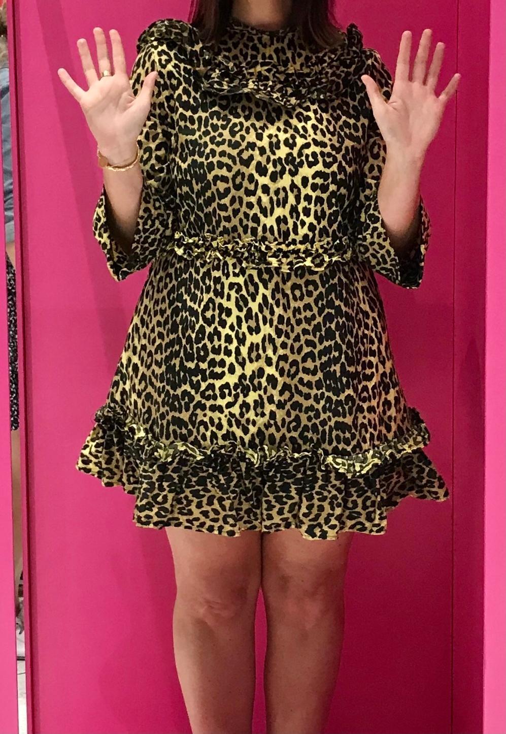 Ganni Bijou Ruffle Mini Dress in Minion Yellow for rent on The Volte - main image