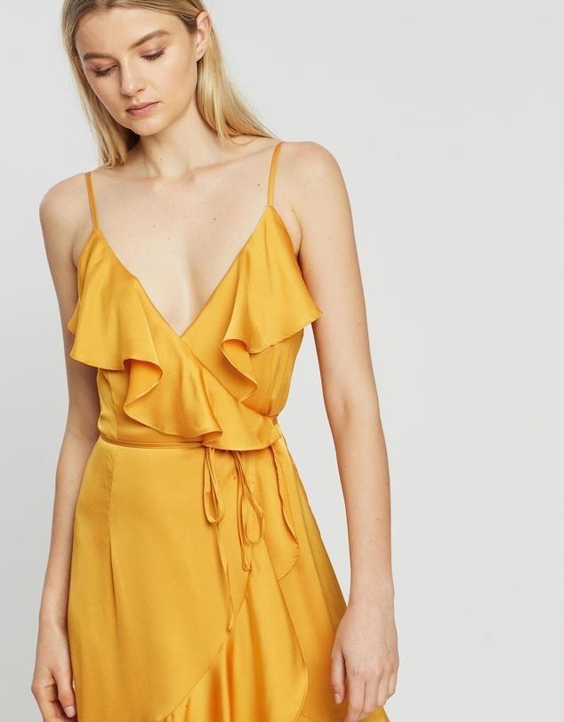 Shona Joy Oro Bias Frill Wrap Dress Yellow Size 10 - Image 3