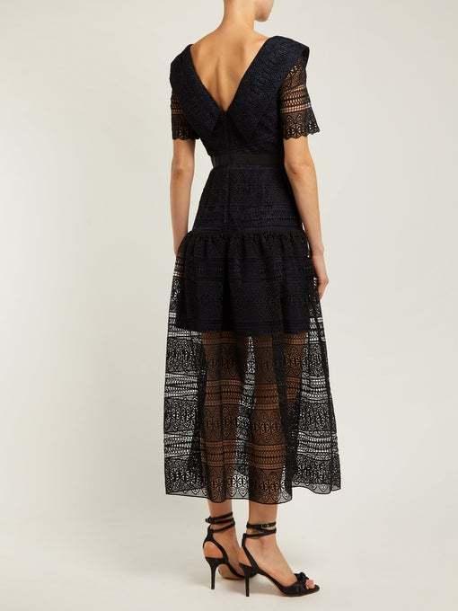 Self Portrait spiral Lace Midi Dress size 6 for rent on The Volte - main image