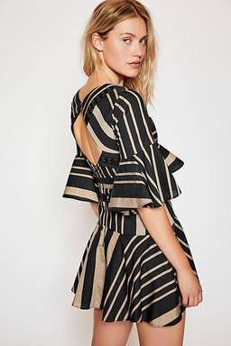 Acler Archer Mini Dress Bronze Stripe Size 6 for rent on The Volte - image 2