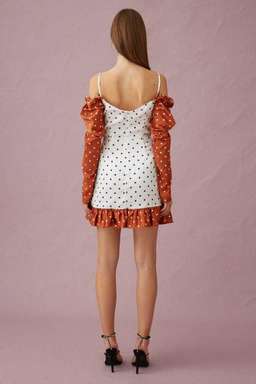 Keepsake The Label Butterflies Long Sleeve Mini Dress Tobacco Polkadot Dress Size 8 for rent on The Volte - image 3