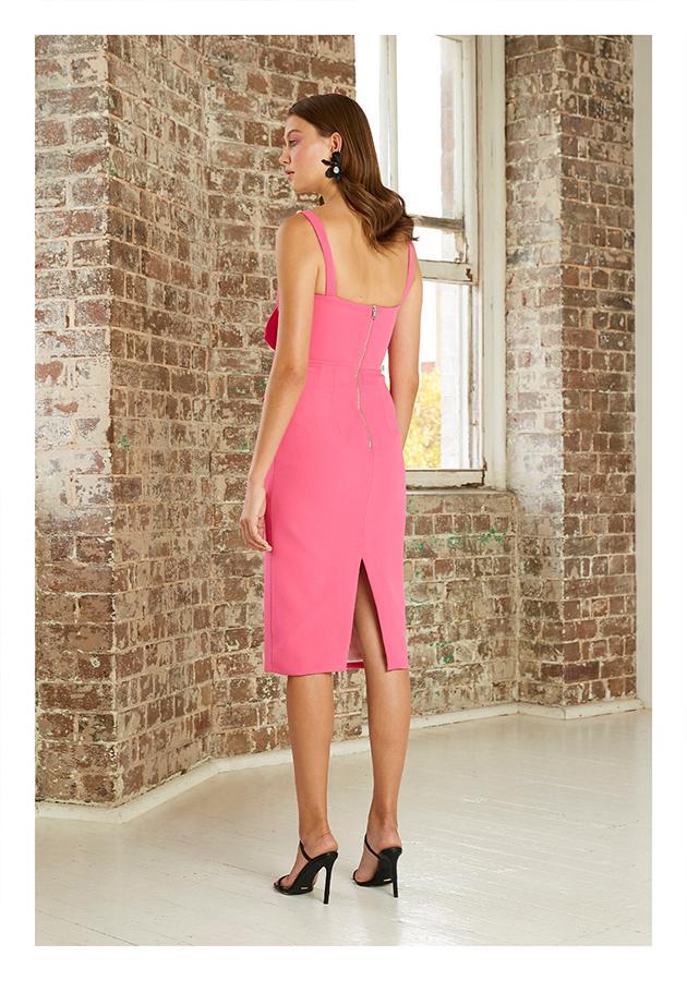 By Johnny Belle Bow V Midi Dress Pink Size 14 - Image 3
