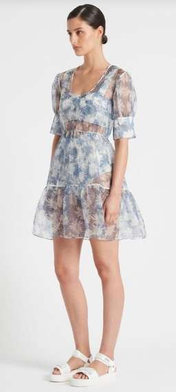 Sir The Label Anais Puff Sleeve Mini Dress Blue