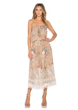Zimmermann Anais Antique Tie Dress Nude Floral Size 8 for rent on The Volte - image 1