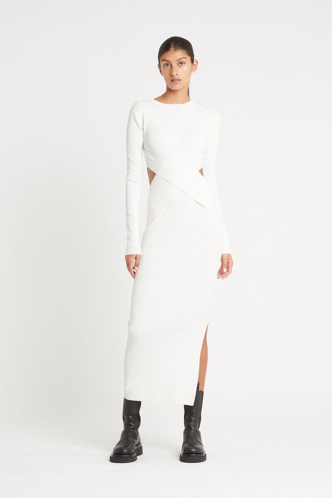 Sir The Label Celena Draped Midi Dress White | AU 8 for rent on The Volte - main image