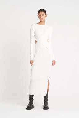 Sir The Label Celena Draped Midi Dress White | AU 8 for rent on The Volte - image 1