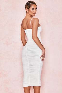 House of CB Sirene Gathered Organza Mesh Midi Dress White Size XS / Au 6 for rent on The Volte - image 2