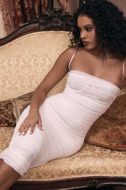 House of CB Sirene Gathered Organza Mesh Midi Dress White Size XS / Au 6 for rent on The Volte - image 3