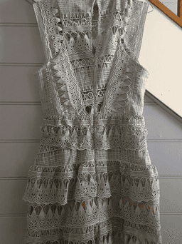 Self Portrait Mint Tiered Guipure Lace Mini Dress Size 10 for rent on The Volte - image 4