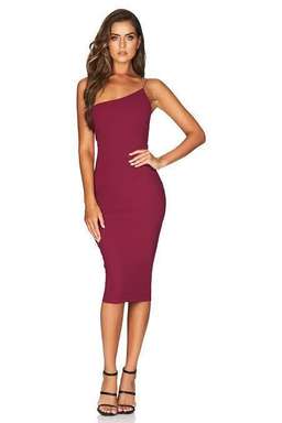 Nookie Penelope Midi Dress Burgundy Size 6 for rent on The Volte - image 1