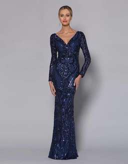 Navy Long Sleeve Sequin Bariano