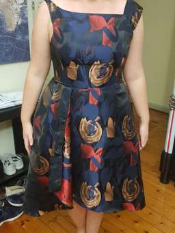 Miss Anne navy dress with flower design Size 14 for rent on The Volte - image 1