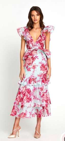 Alice McCall Flamingo Midi Dress in Spearmint in Size 6. for rent on The Volte - image 1