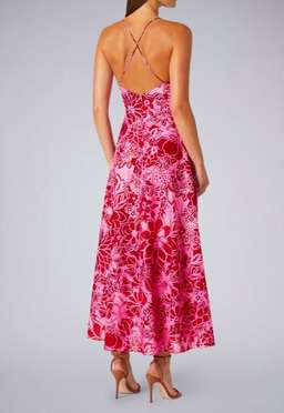 Scanlan Theodore Silk Cotton Print Strappy Midi Dress Pink Size 6 for rent on The Volte - image 2