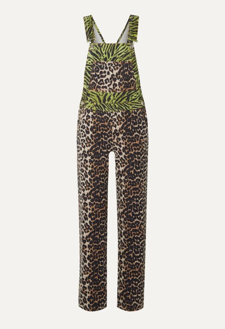 Ganni Women's Tiger And Leopard Denim Overalls Print Size 8 - Image 3