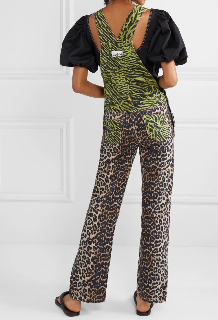 Ganni Women's Tiger And Leopard Denim Overalls Print Size 8 - Image 2