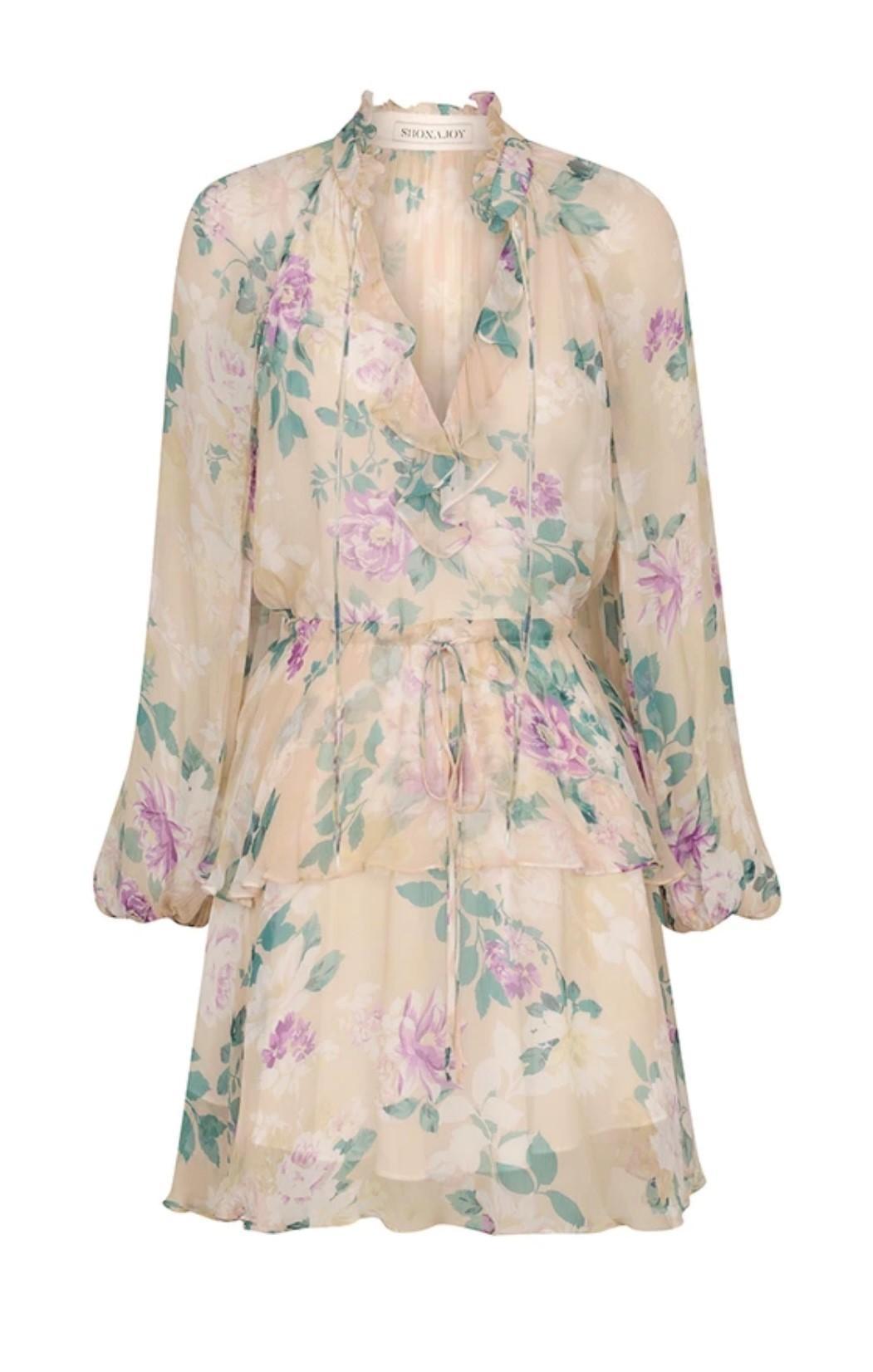 Shona Joy Donatella Drawstring Mini Dress Print Size 10 - Image 5