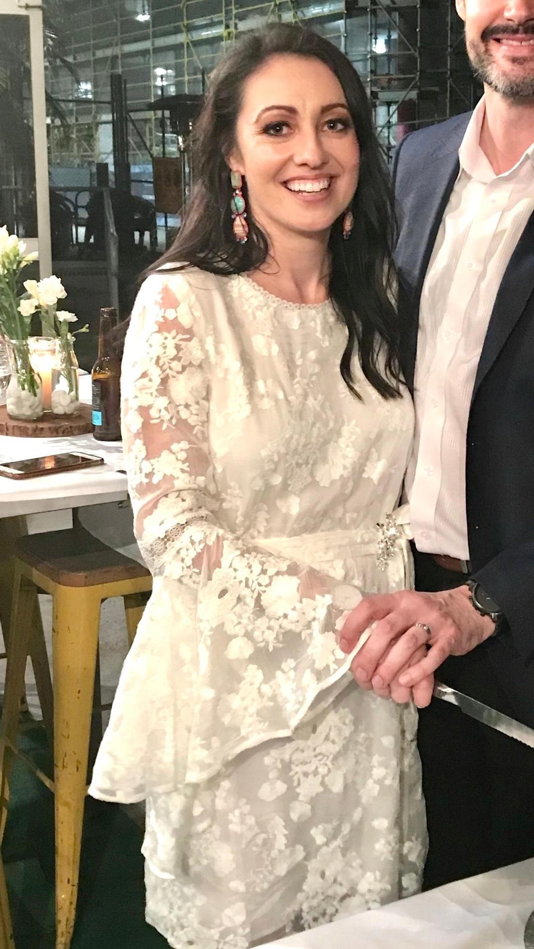 Ministry of Style Lace Bell Sleeve Mini Dress White Size 10 for rent on The Volte - main image