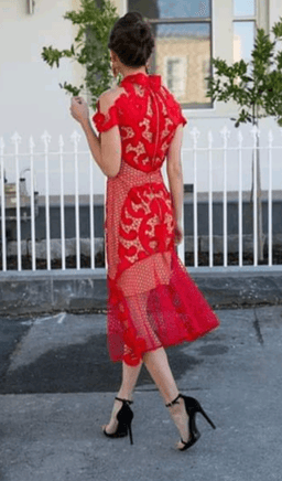 Stunning THURLEY Rose Ceremony Red Midi Dress - Size 6 - RRP $649.99