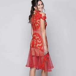 Stunning THURLEY Rose Ceremony Red Midi Dress - Size 6 - RRP $649.99