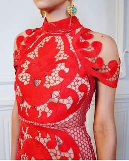 Stunning THURLEY Rose Ceremony Red Midi Dress - Size 6 - RRP $649.99