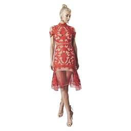 Stunning THURLEY Rose Ceremony Red Midi Dress - Size 6 - RRP $649.99