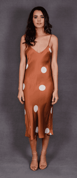 Silk Laundry Polka Dot Silk Slip Dress Cinnamon Size 6