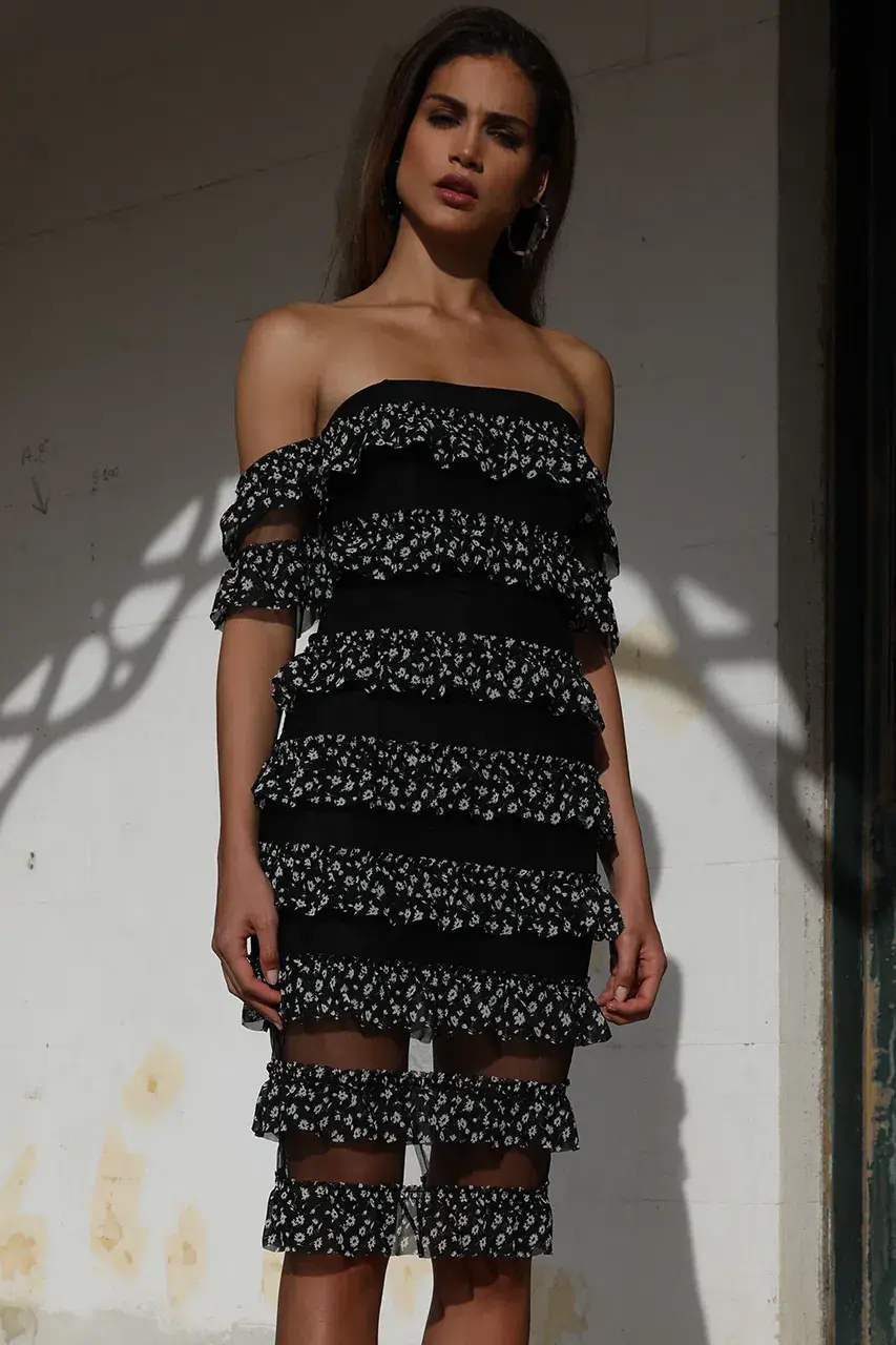 Prem The Label Ladylike Midi Dress Black Size 6 for rent on The Volte - main image