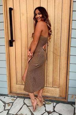 Spell Petra Metallic Knit Dress Brown Size 8 for rent on The Volte - image 4