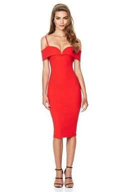 Nookie Pretty Woman Midi Dress in Cherry Size 8 for rent on The Volte - image 1