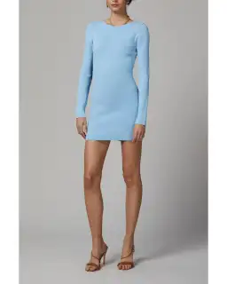Bec & Bridge Emeline Long Sleeve Mini Dress Blue Size AU 6