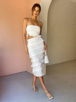 By Nicola Halo Midi Dress White Size 6 for rent on The Volte - image 2