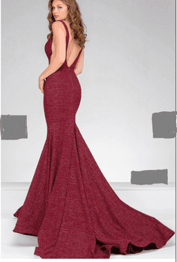 Burgundy Fitted Jovani Prom Gown 47075 size 8