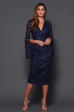Elle Zeitoune Matisse Midi Dress Midnight Blue Size 12 for rent on The Volte - image 2